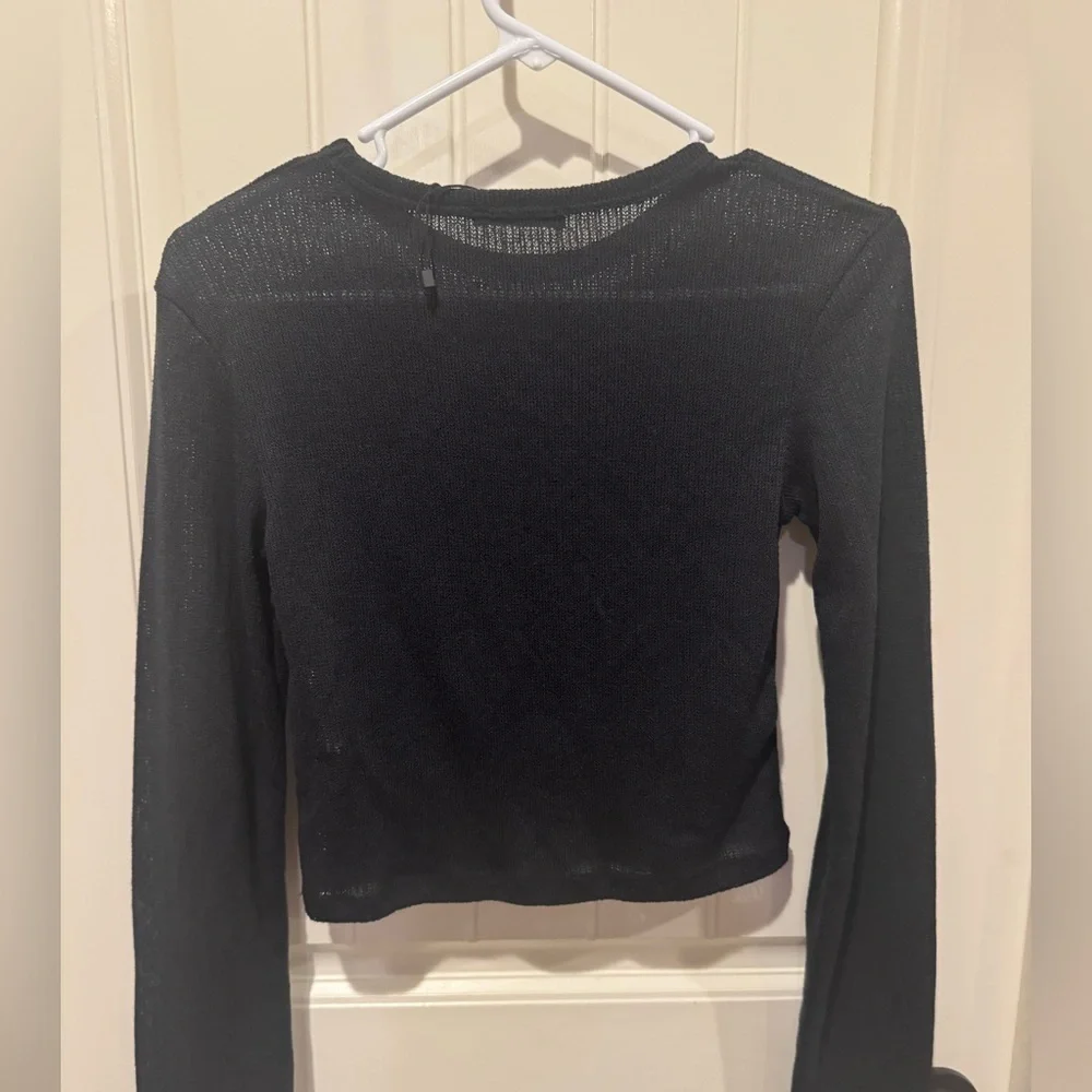 Zara Black Mesh Long Sleeve Sweater NWOT